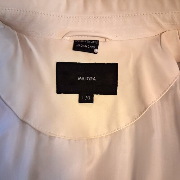 Preowned Majora White Lined Double Breasted Classic Long  Belted Trench Coat - Picture 9 of 10
